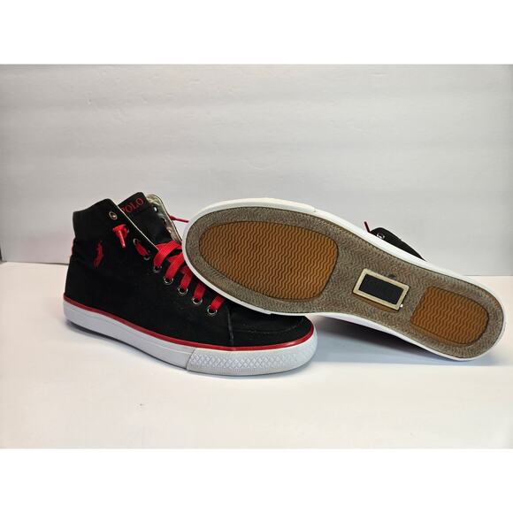 Polo Ralph Lauren Ballards High Men Canvas Chukka Boots Sz 9 D | Black - Picture 6 of 8